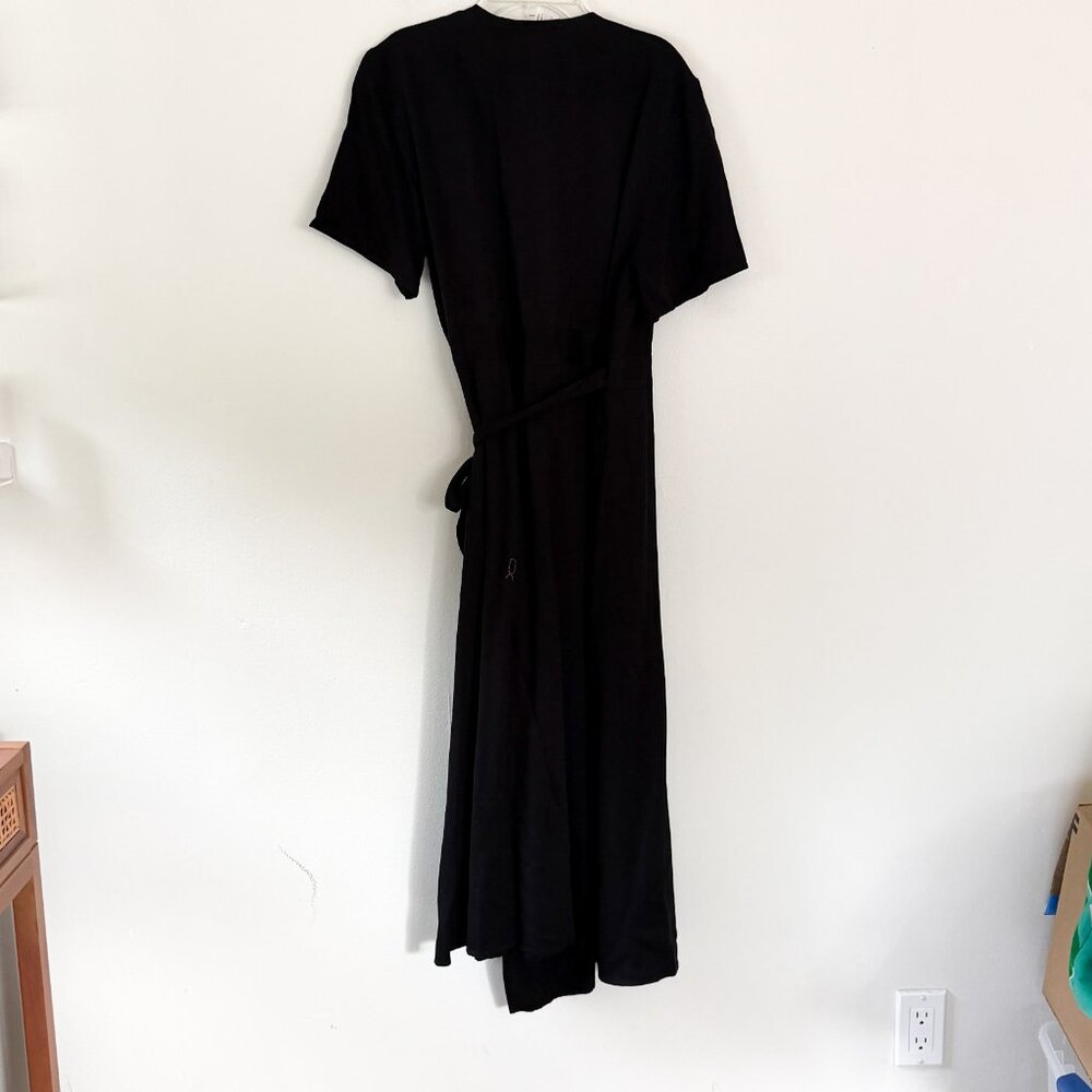 Michelle by Comune // Colbert Black Faux Wrap Midi Dress L - Picture 7 of 7